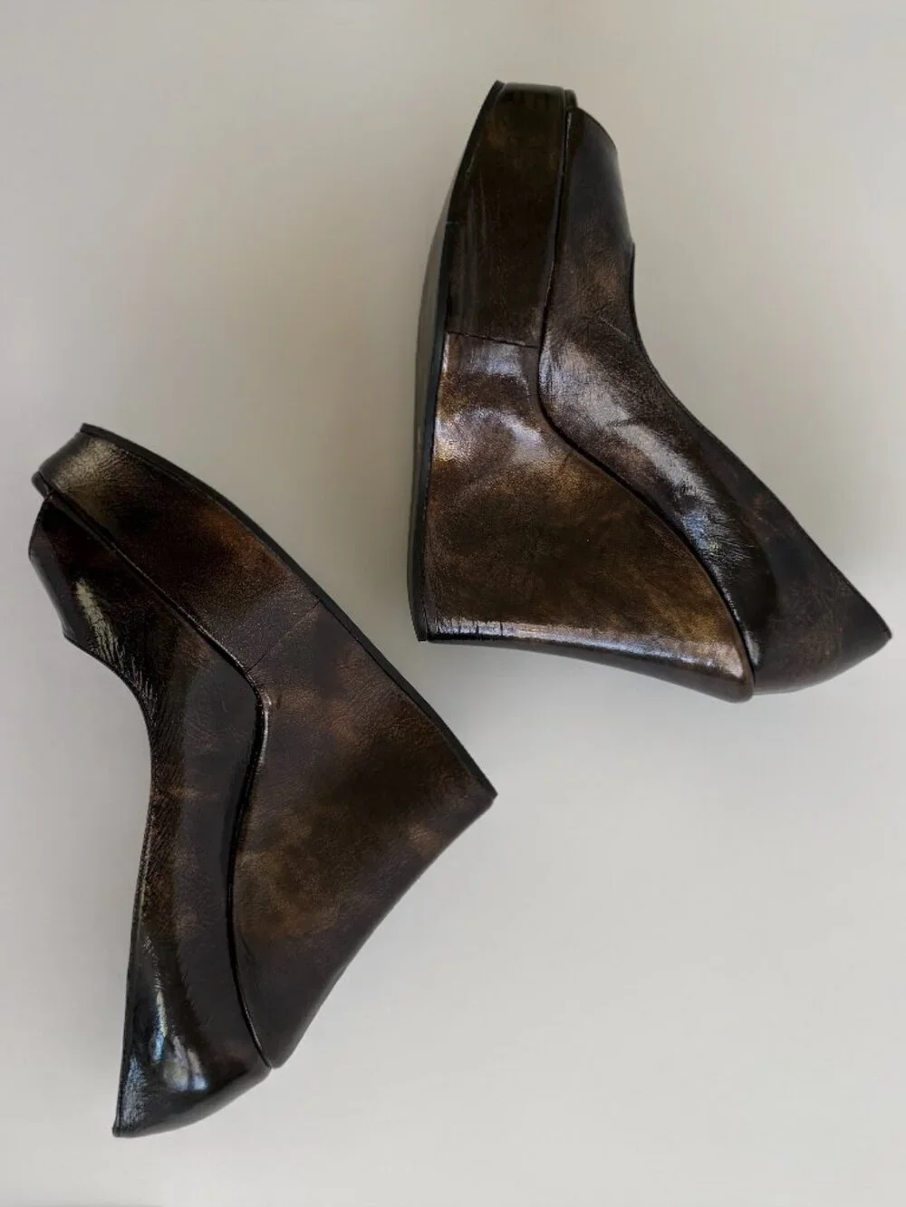 Vintage D&G Metallic Bronze Architectural Wedge Platforms